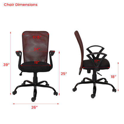 Zeel - Medium Back Ergonomic Chair for Work from Home & Office - Brown & Black