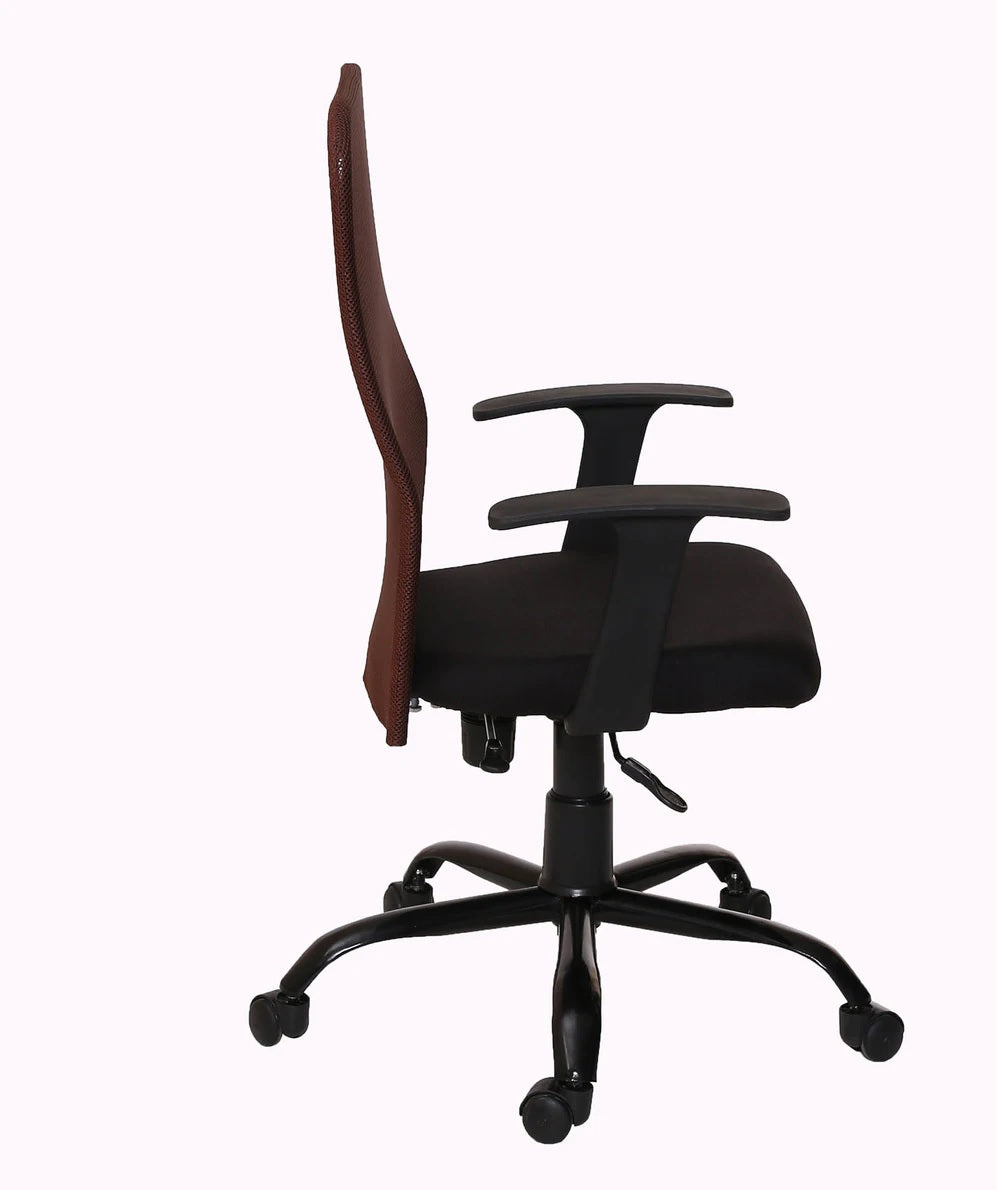 Philip - Medium Back Ergonomic Chair for Work from Home & Office - Brown & Black