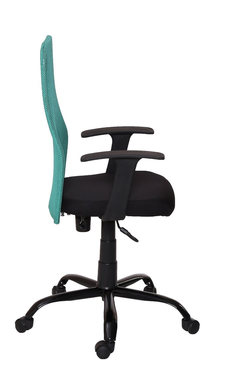 Philip - Medium Back Ergonomic Chair for Work from Home & Office - Green & Black