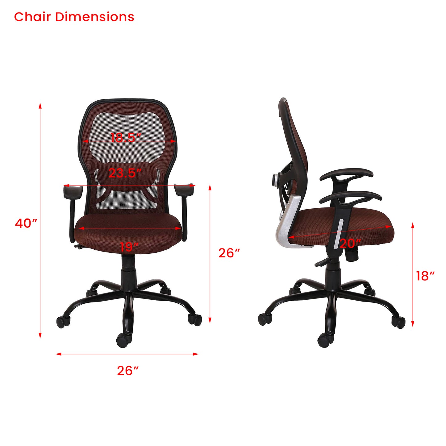 Schuller - Medium Back Ergonomic Chair for Work from Home & Office - Brown