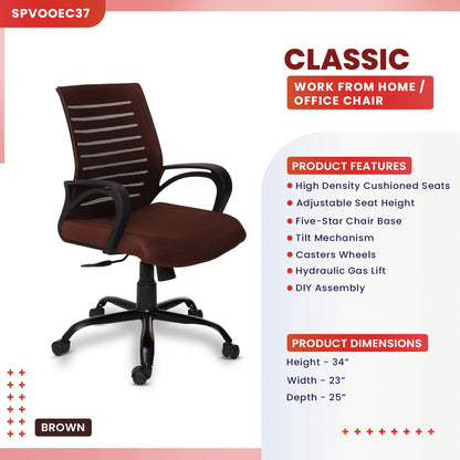 Classic - Ergonomic Chair for Work from Home & Office - Brown