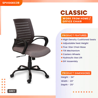 Classic - Ergonomic Chair for Work from Home & Office -Grey