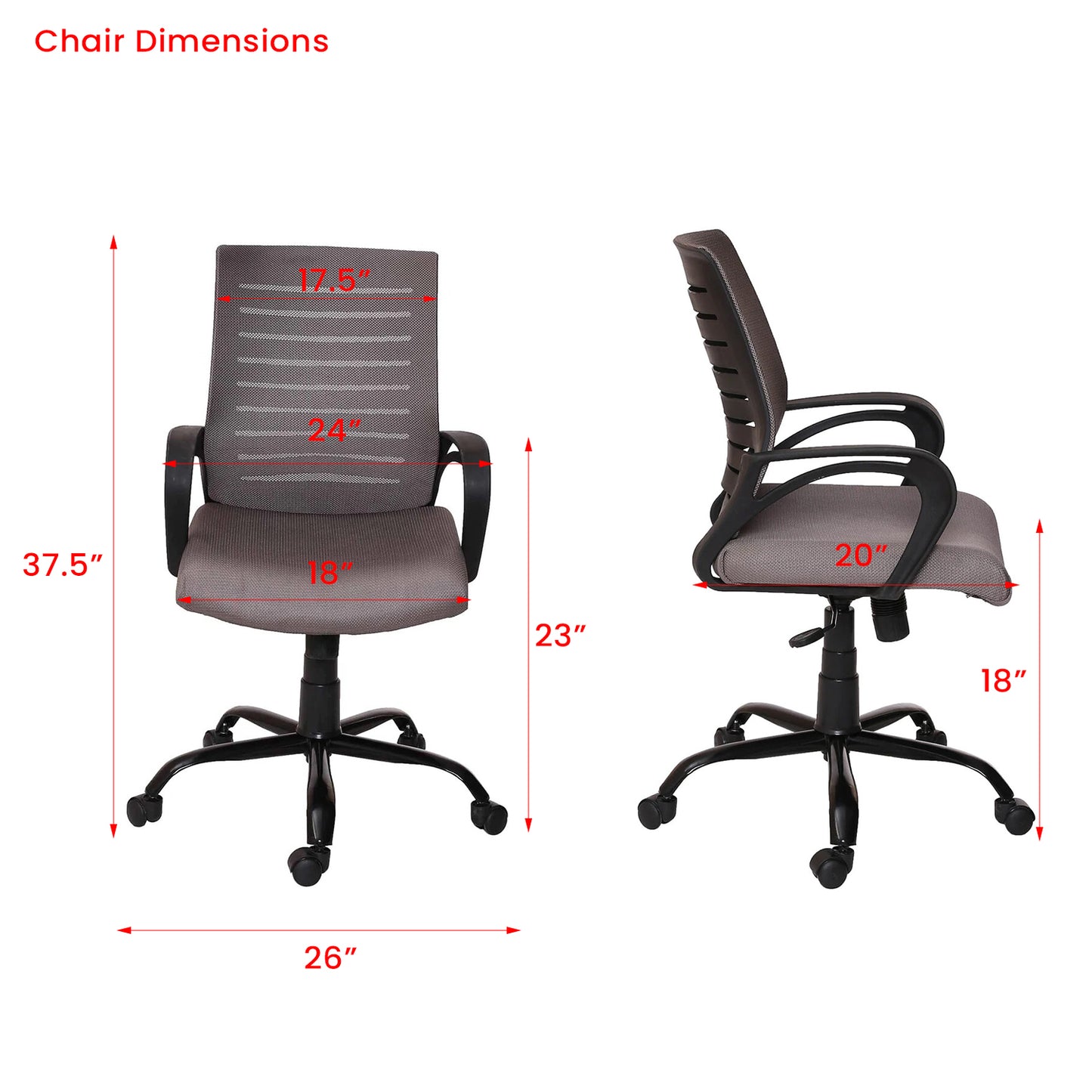 Classic - Ergonomic Chair for Work from Home & Office -Grey