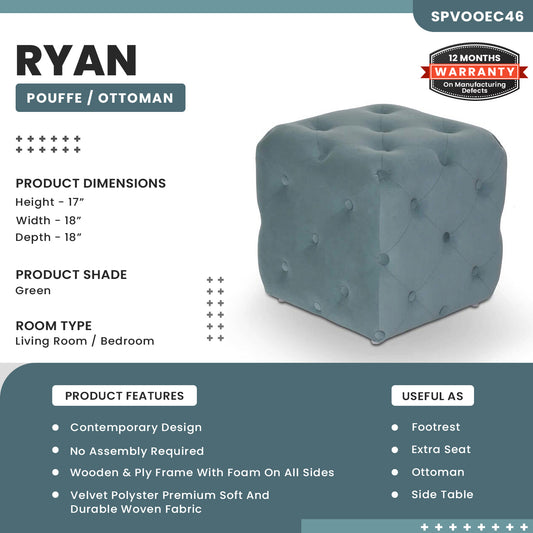 Ryan Square Pouffe/Ottoman - Green