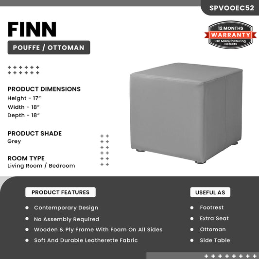 Finn - Square Pouffe/Ottoman - Grey