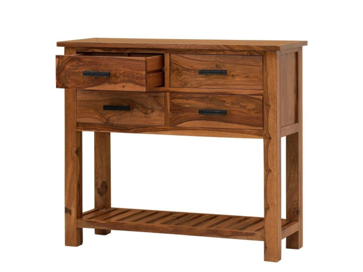 Kevin - Sheesham Wood Console Table With Drawers - Honey