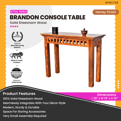 Brandon - Solid Wood Console Table - Honey