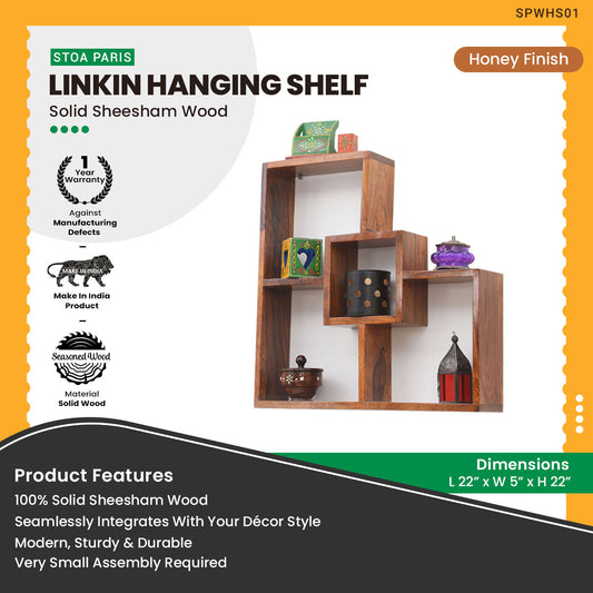 Linkin - Wooden Hanging Shelves- Honey