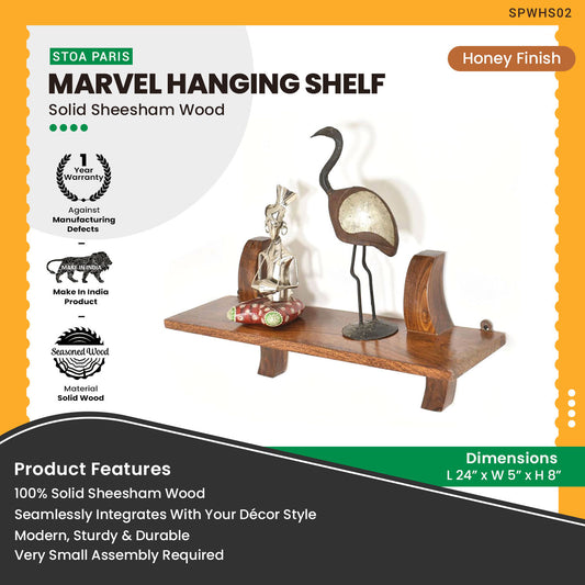 Marvel - Wooden Hanging Shelves - Honey