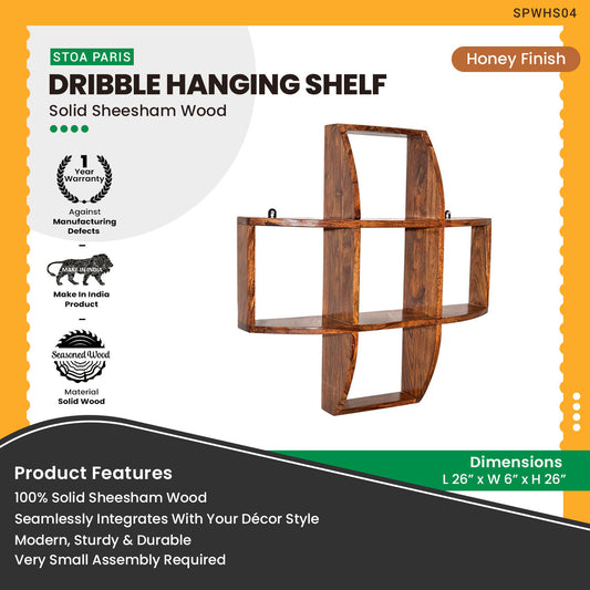 Dribble - Wooden Hanging Shelves - Honey