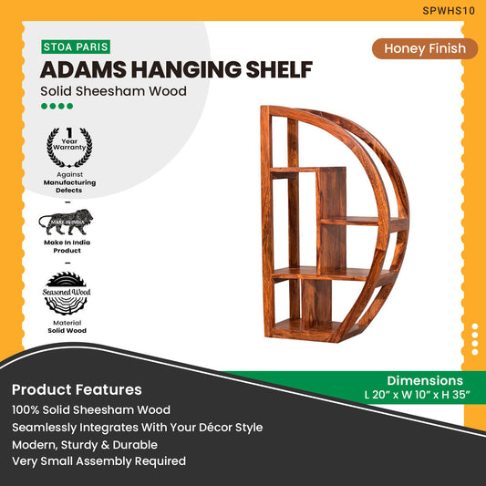 Adams - Wooden Hanging Shelves - Honey