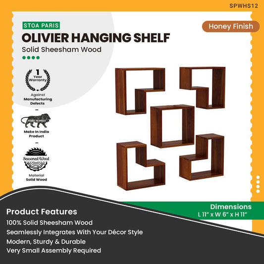 Olivier - Wooden Hanging Shelves - Honey