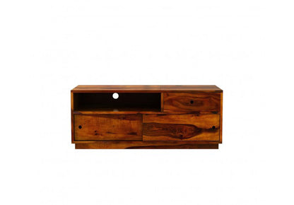 Tedd - Solid Sheesham Wooden Tv Unit - Honey Teak Polish Finish