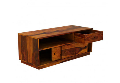 Tedd - Solid Sheesham Wooden Tv Unit - Honey Teak Polish Finish