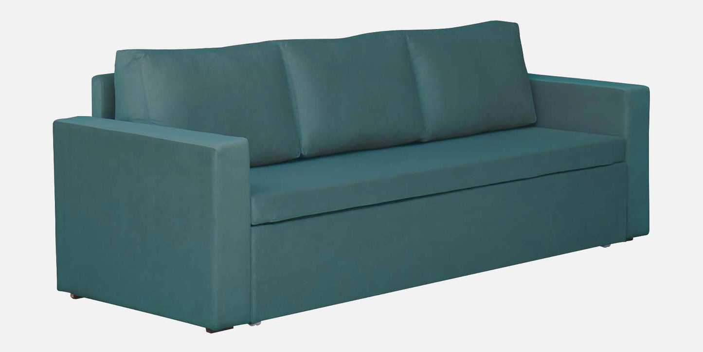 Magnet Fabric 3 Seater Sofa Bed With Loose Cushions and Storage - Sea Green