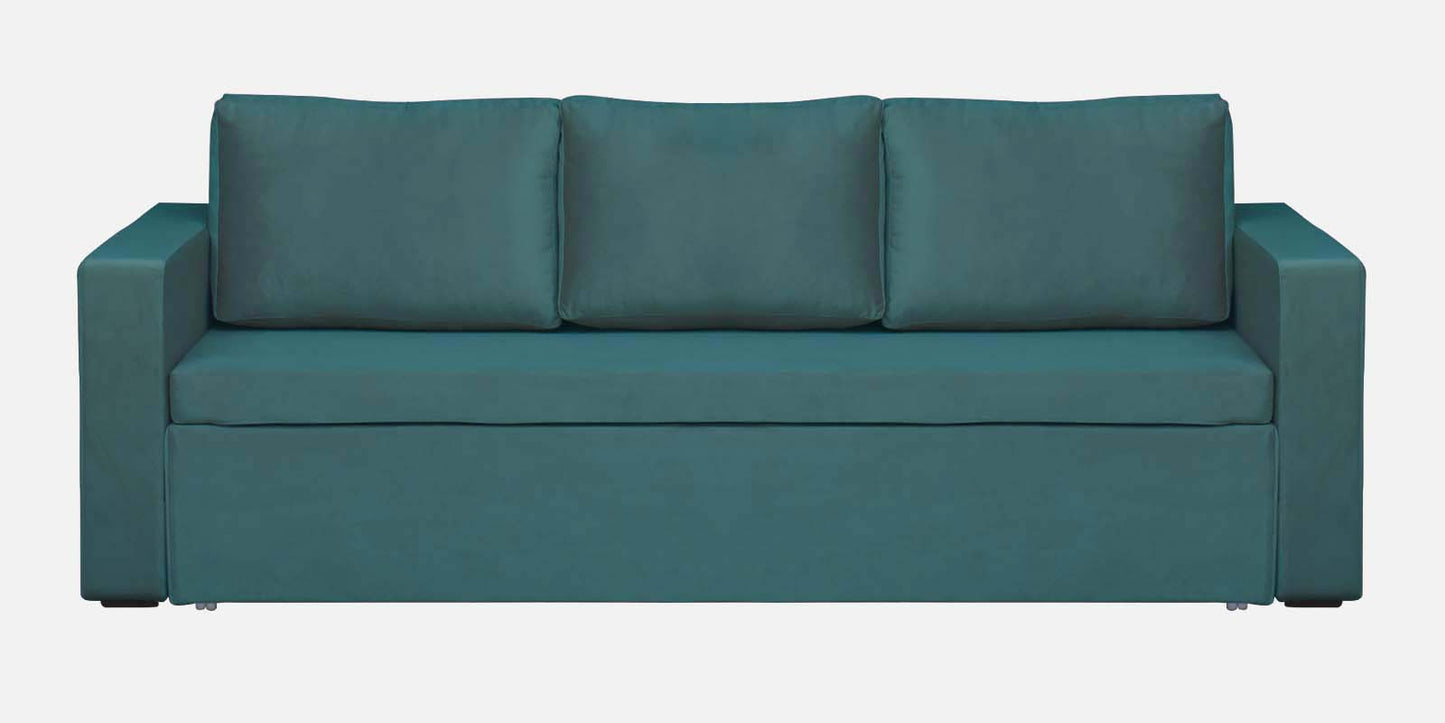 Magnet Fabric 3 Seater Sofa Bed With Loose Cushions and Storage - Sea Green