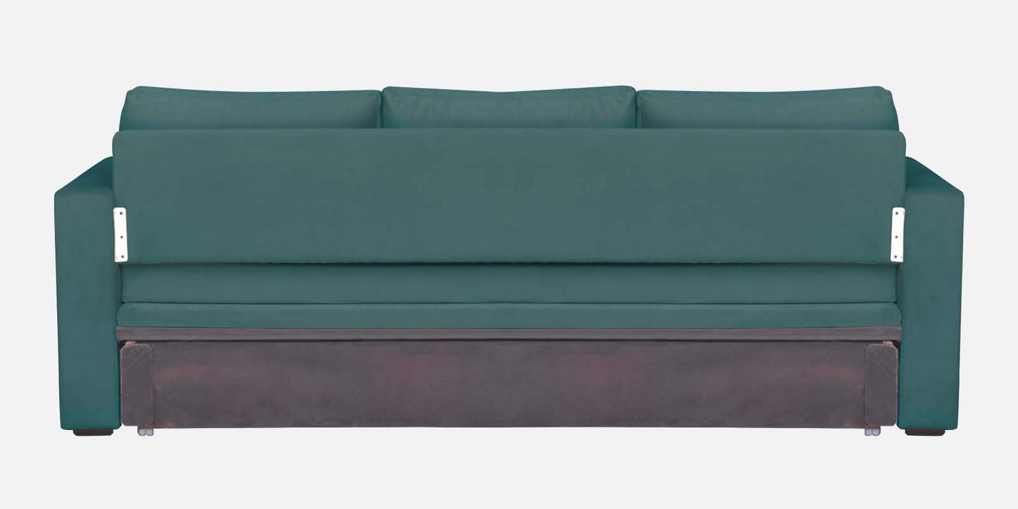 Magnet Fabric 3 Seater Sofa Bed With Loose Cushions and Storage - Sea Green