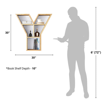 Bookshelf Alphabet "Y" In Mango Wood Natural Polish Shade For  Books & Decor
