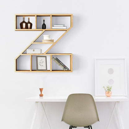 Bookshelf Alphabet "Z" In Mango Wood Natural Polish Shade For  Books & Decor