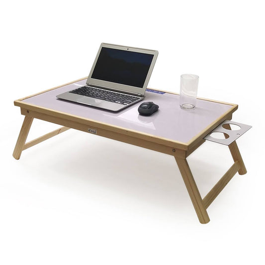 Wooden Folding Laptop Table With Whiteboard Big - White